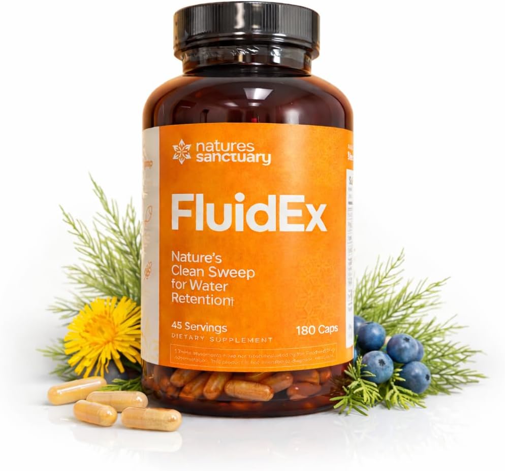 Fluidex Water Pills for Swollen Legs & Feet – Natural Diuretics to Reduce Water Retention in Your Leg or Foot, Electrolyte & Potassium Support, Potent Formula for Bloating Relief & Daily Water Balance