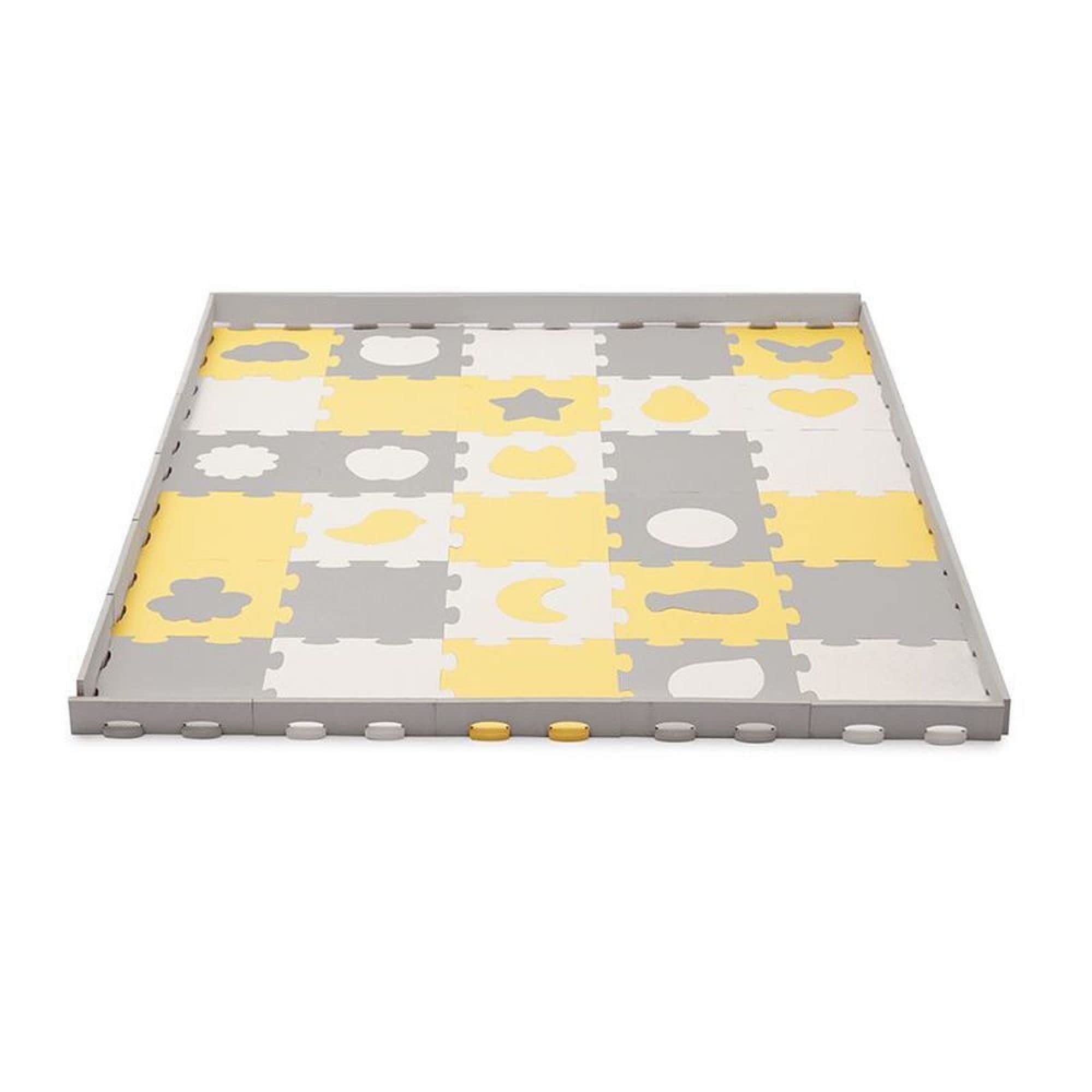 Kinderkraft Manta Juegos Bebé, Alfombra Puzzle de Espuma, para Niños, LUNO Shapes, Amarillo 1
