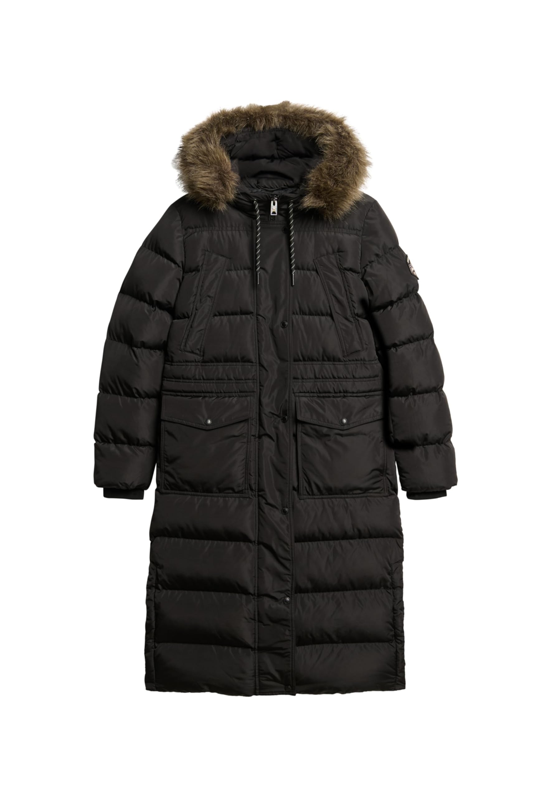 Superdry Everest Faux Fur Longline Jacket XS Black