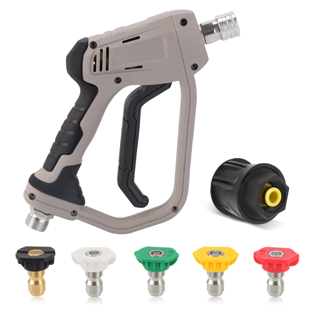 Yuirshion High Pressure Washer Gun with 5 Water Nozzle Tip, 4350 PSI Cleaner Gun, Car Wash Water Gun for Car Cleaning (M22 14MM Hose Connector for karcher K1-K7 Quick Connector)