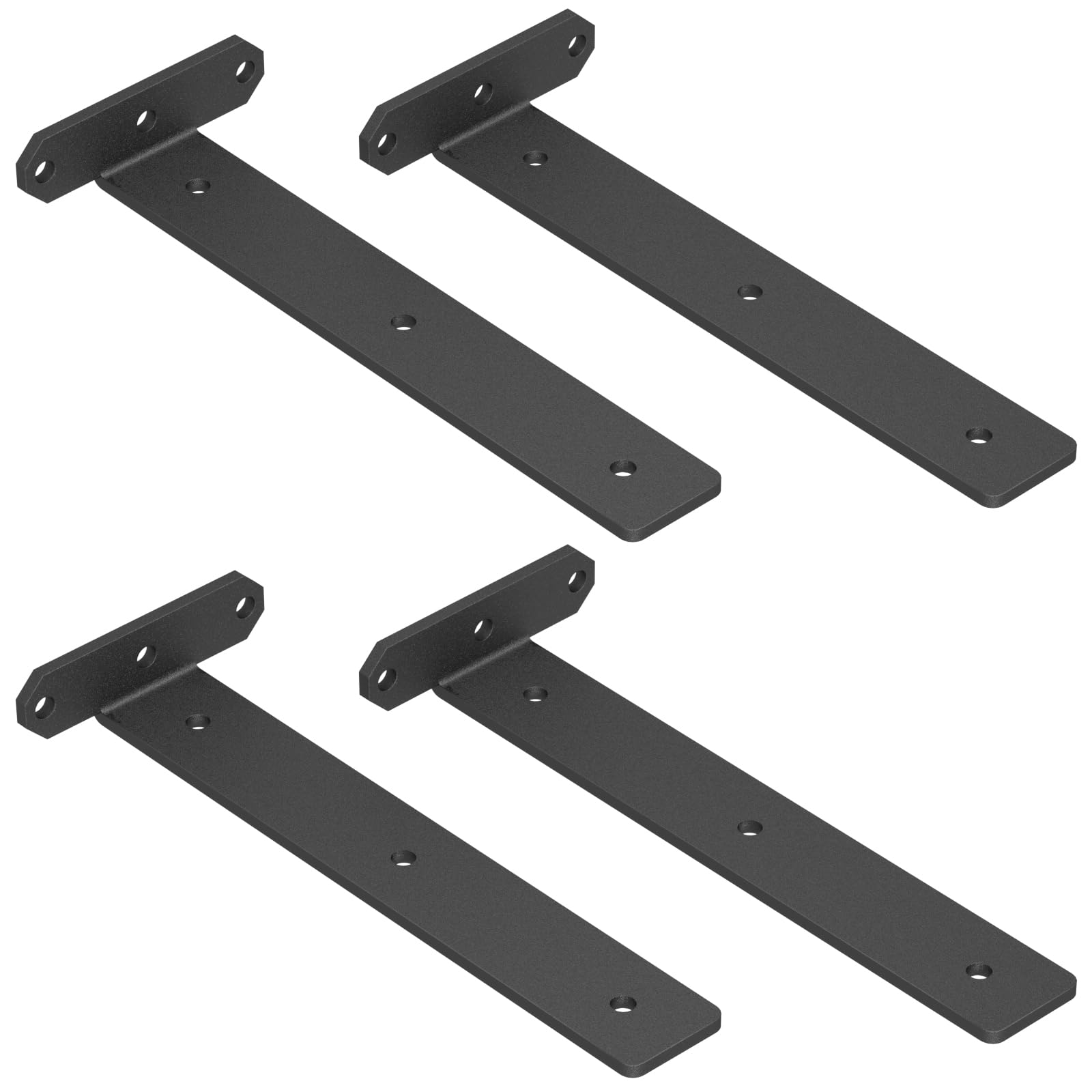 TESSTINA 4 Pack Floating Shelf Brackets 25cm, Heavy Duty Wall Brackets 80kg Load Capacity, Shelf Bracket Metal L Support Wall Hanging, Scaffold Board Brackets for Kitchen, Living Room, Garage, Black