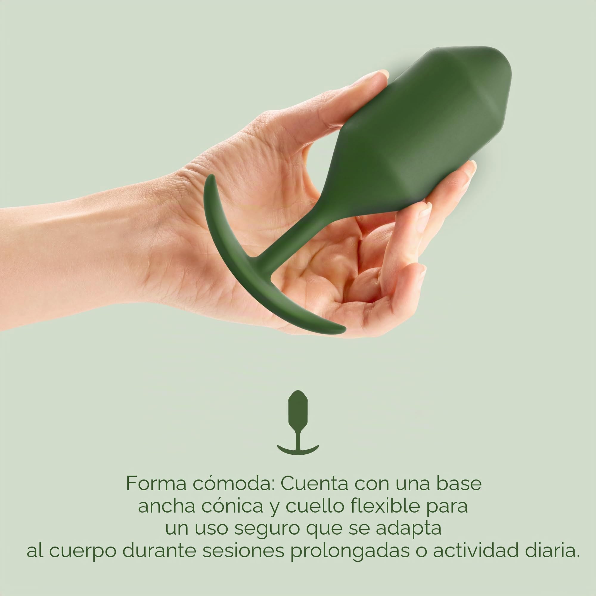 b-Vibe - The Snug Plug 4 - Verde militar - Enchufe anal de 257 gramos que cuenta con una base acampanada y bolas pesadas