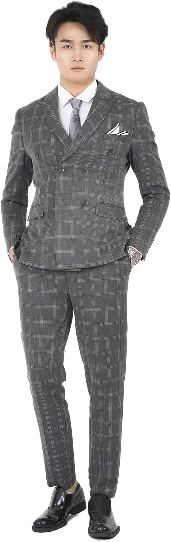 Amazon Co Jp Wenergyスーツ メンズ ダブルスーツ スリーピーススーツ チェック スリムスーツ ビジネス 3点スーツ セットアップ メンズ ブレザー ベスト 洗えるスラックス 入学式結婚式二次会披露宴 服 ファッション小物