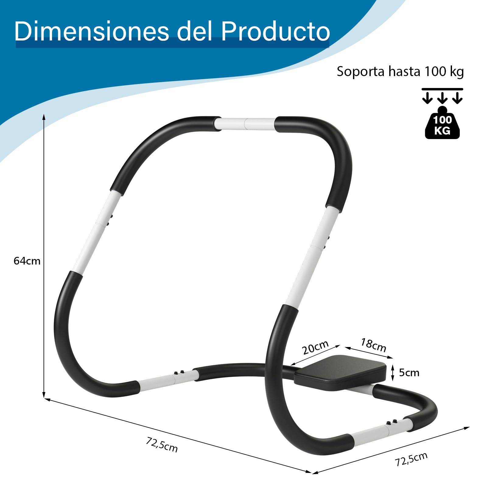 GOPLUS Entrenador Abdominal con Reposacabezas Acolchado, Fitness AB Trainer de Acero, Ejercicios de Abdominales y Flexiones, Equipo para Hogar Gimnasio, Carga 100 kg, 72,5 x 72,5 x 64 cm