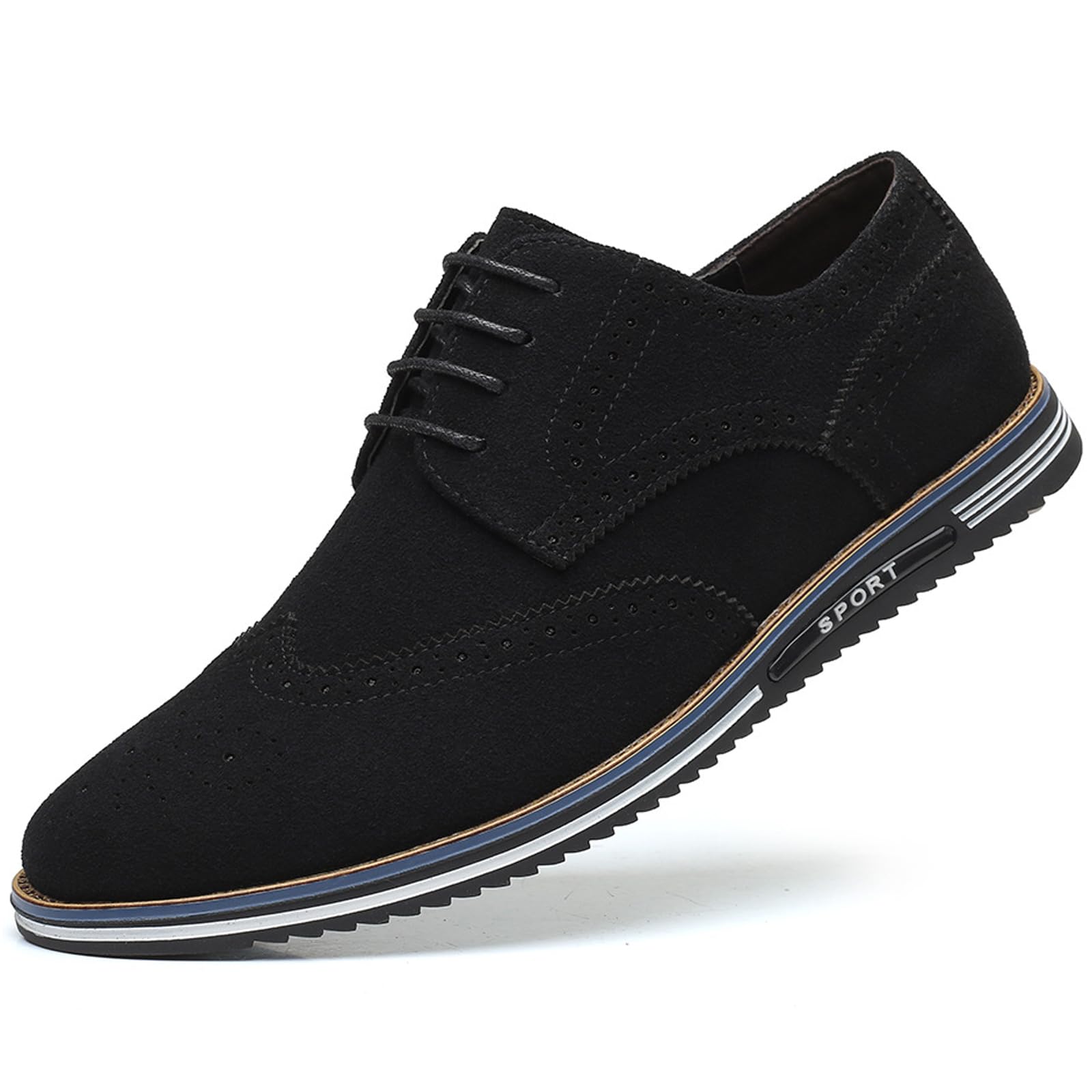 Eftcalmens Suede Lace Up Brogue Oxford Shoes Flats Wing Tips