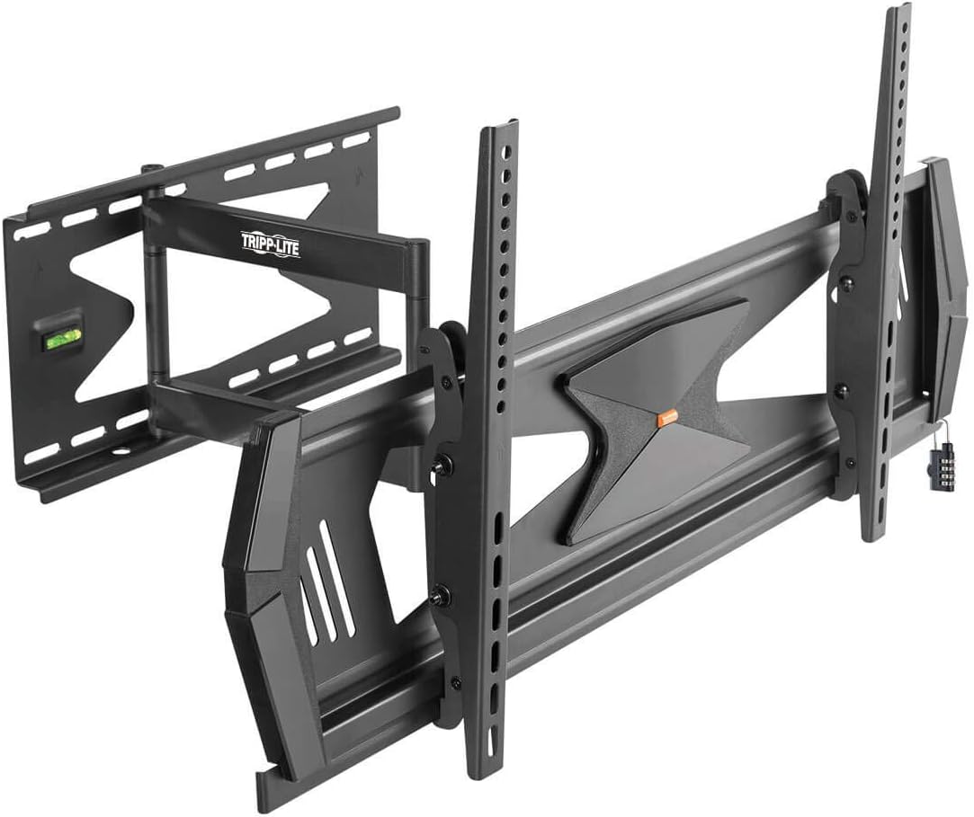 Exclusive Discount 90% Price Tripp Lite Full Motion TV Wall Mount for 37" to 80" TVs, Flat or Curved, Security TV Mount, Anti-Theft Steel Security Bar, 88 lb. Capacity, UL Certified, (DWMSC3780MUL) black