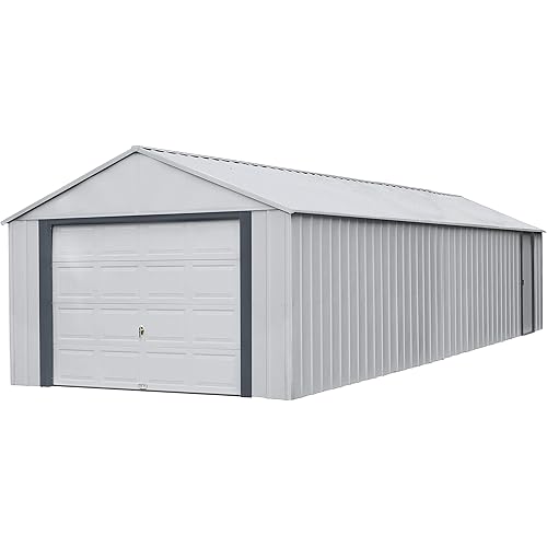Arrow Shed 12' x 31' Murryhill Garage Galvanized Steel Extra Tall Walls Prefabricated Shed Storage Building, 12' x 31', Flute Gray