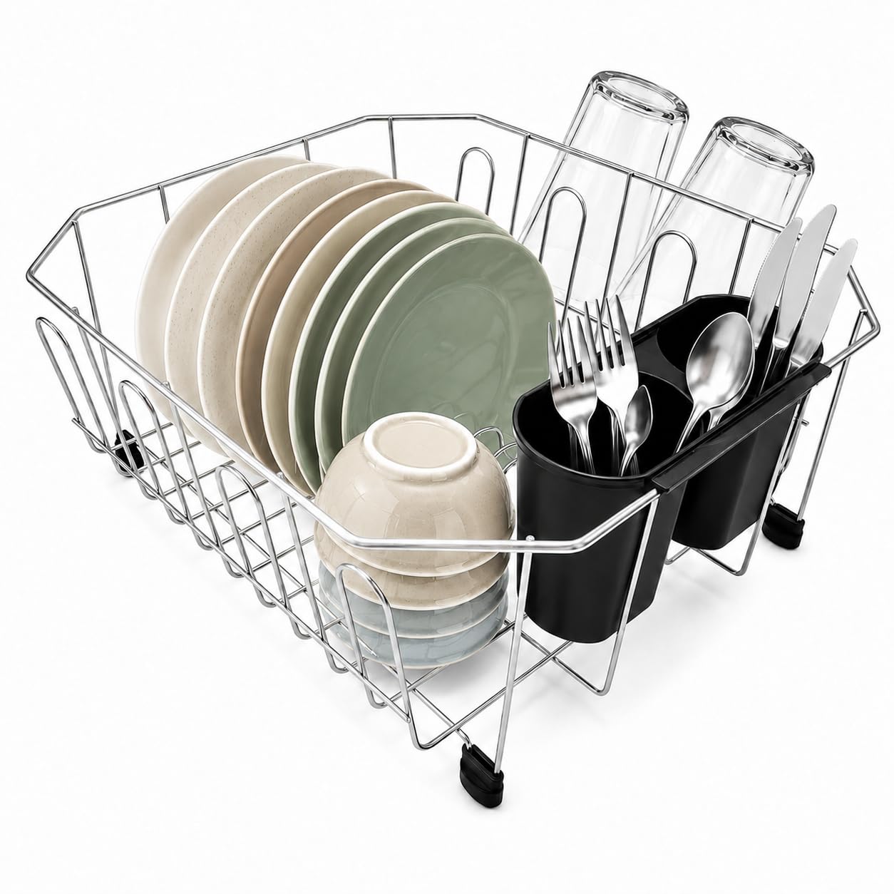 Small Sink Dish Drying Rack, Stainless Steel In-Sink Drainer 13.4" x 11.6"