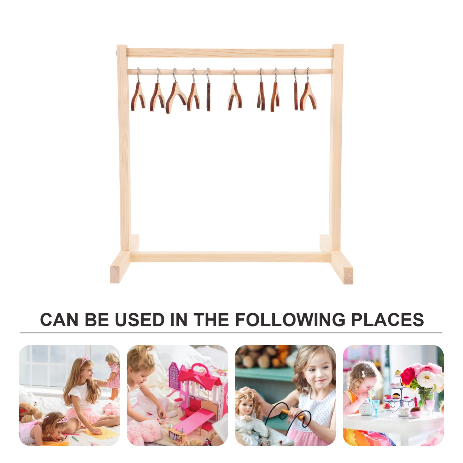 Milisten 1set Dollhouse Hanger Dollhouse Clothes Hanger Doll Coat Dress Hanger Kid Furniture Kid Hangers Mini Furniture Kids Clothes Hangers Black Hangers Child Fashion Display Folder Wood - Image 2
