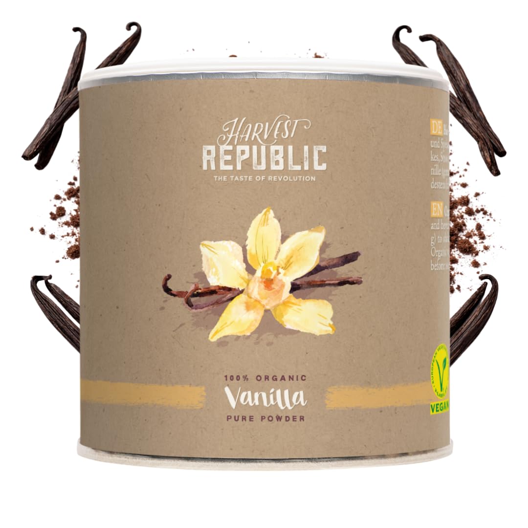 HARVEST REPUBLIC Poudre de vanille bio 25 g pour smoothies et shakes Superfood végétalien