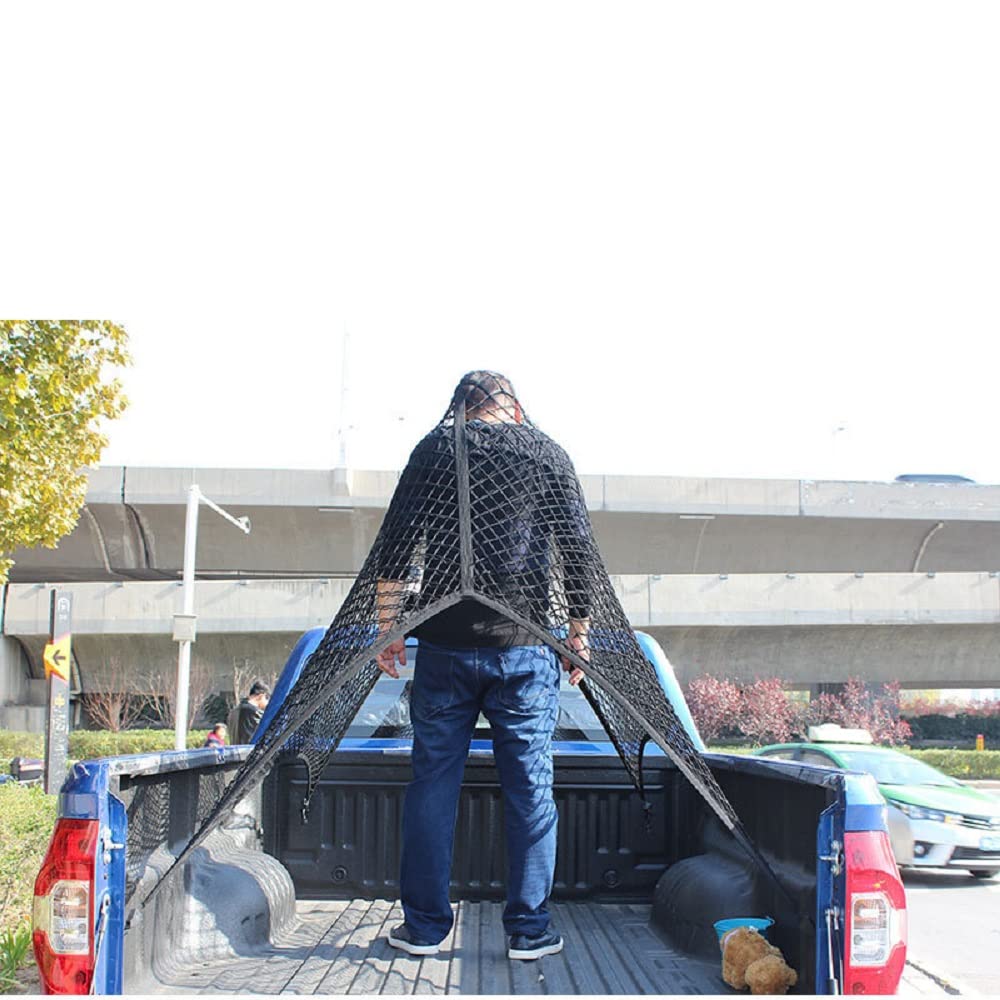 Truck Cargo Net, Highly Elastic Cargo Net for Pickup Truck Bed, Simple Stretchable Mesh Organizer, Suitable for Daily Light Loads of Trucks, 4'x4’ Stretches to 7‘x 7’ (Single Layer)