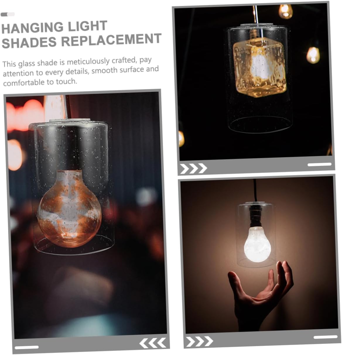 DOITOOL 2 Pcs 10x15 Bubble Glass Lampshade Replacement for Pendant Lighting Decorative Ceiling Light Covers Compatible Light Fixtures