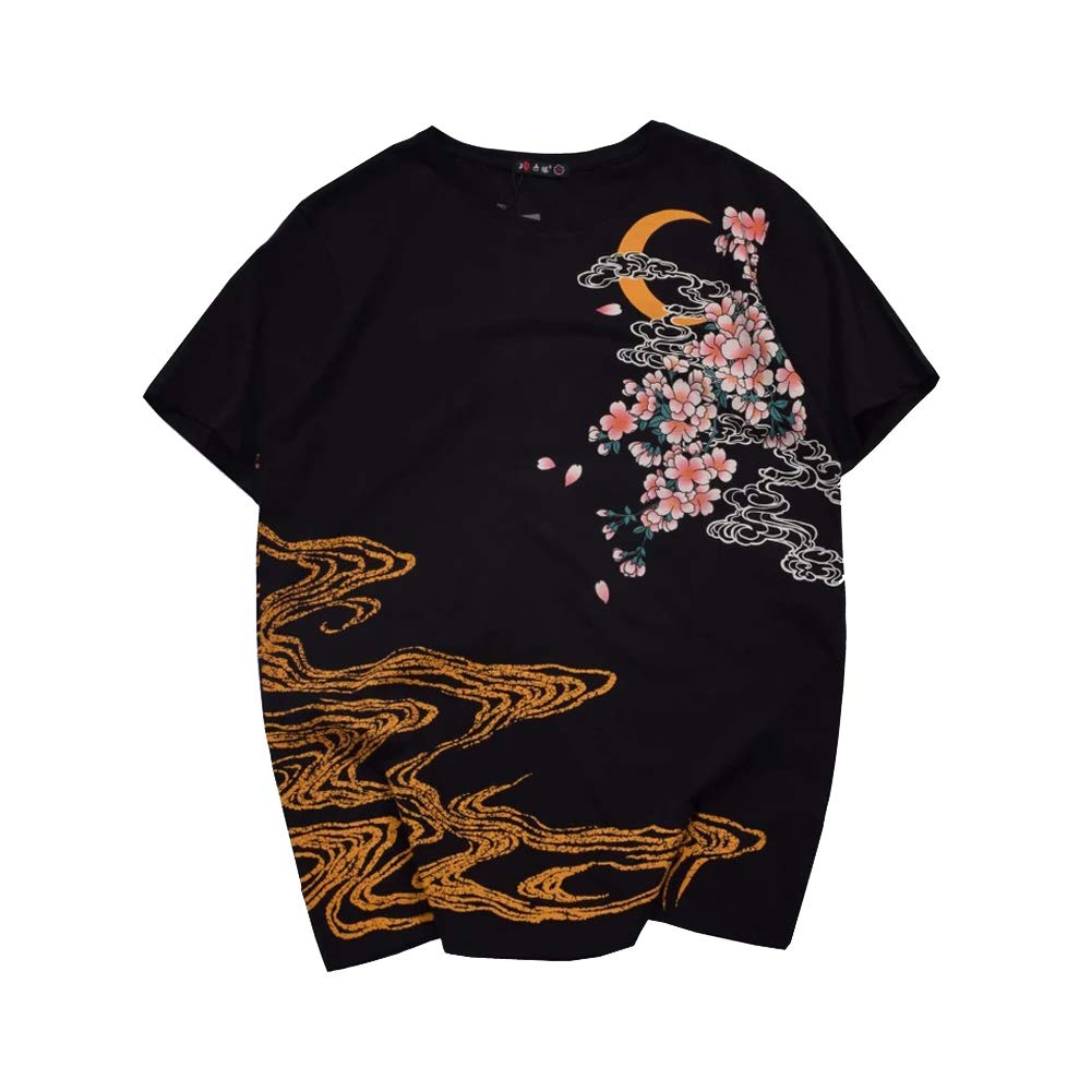 BaronHong Męski bawełniany T-shirt z nadrukiem z krótkim rękawem