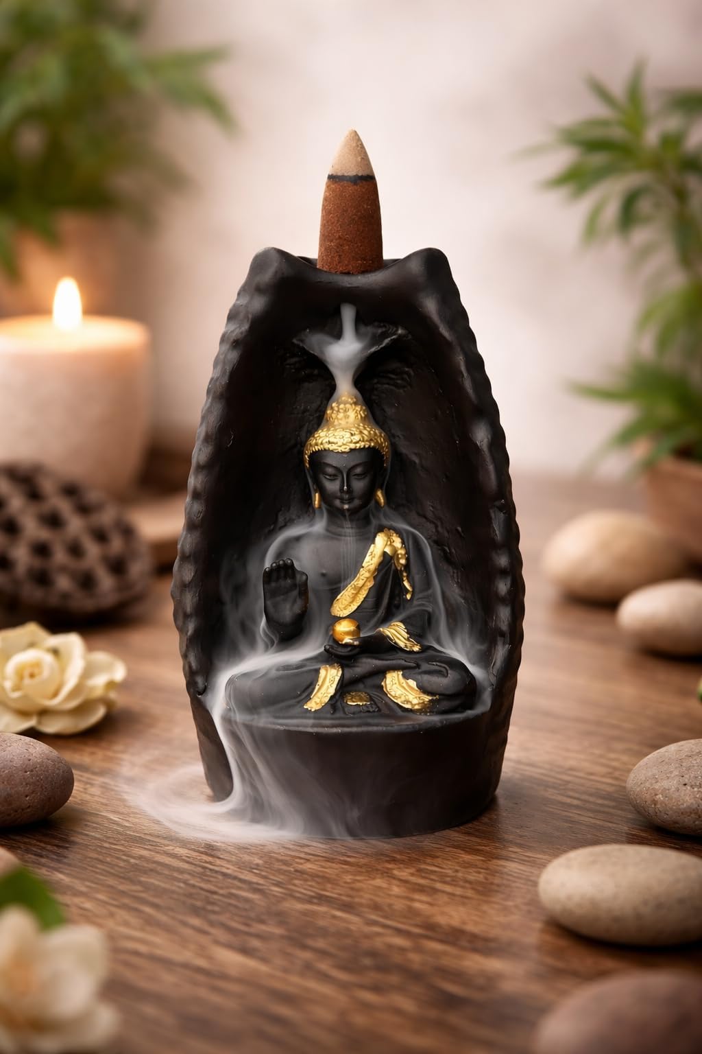 Parvatveda Buddha Backflow Incense Burner Smoke Fountain with 30