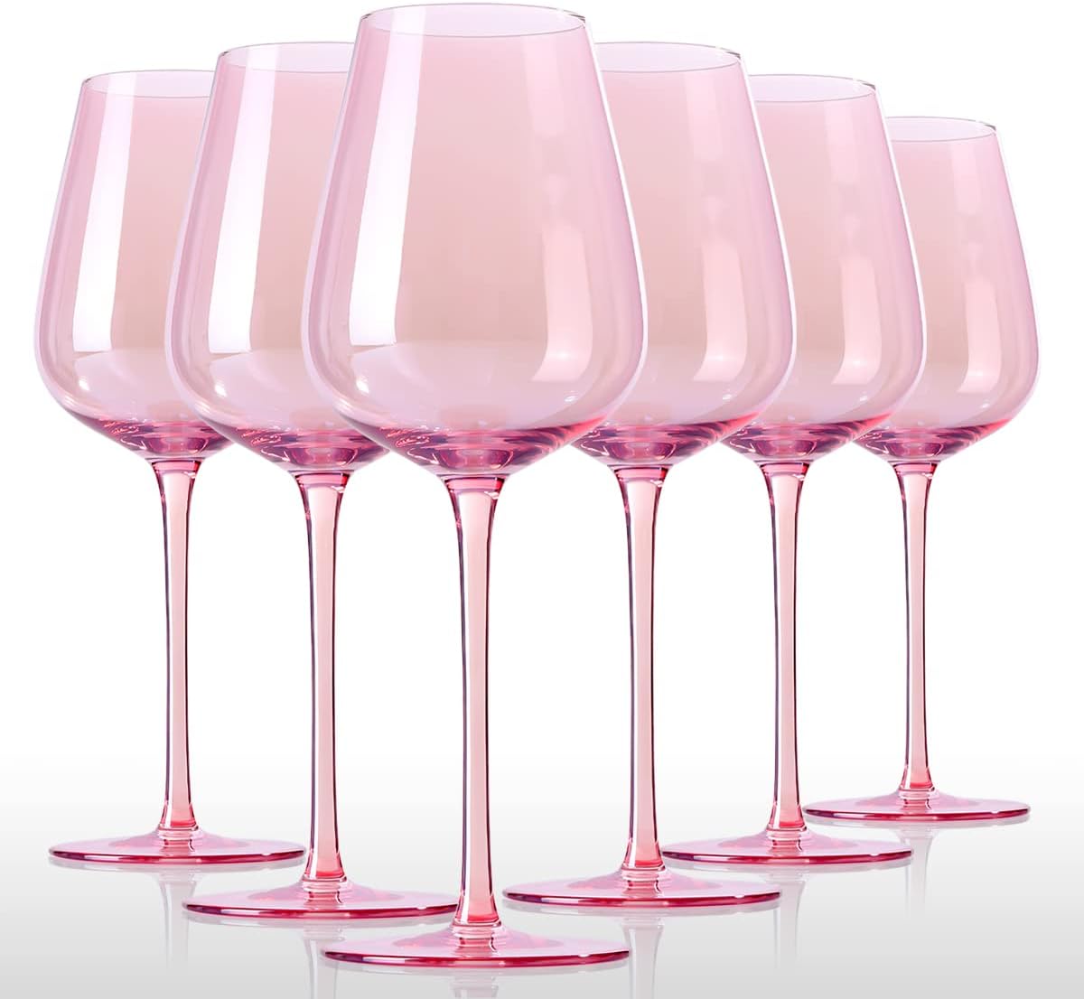 Physkoa Blush Pink Wine Glasses Set Of 6 Crystal