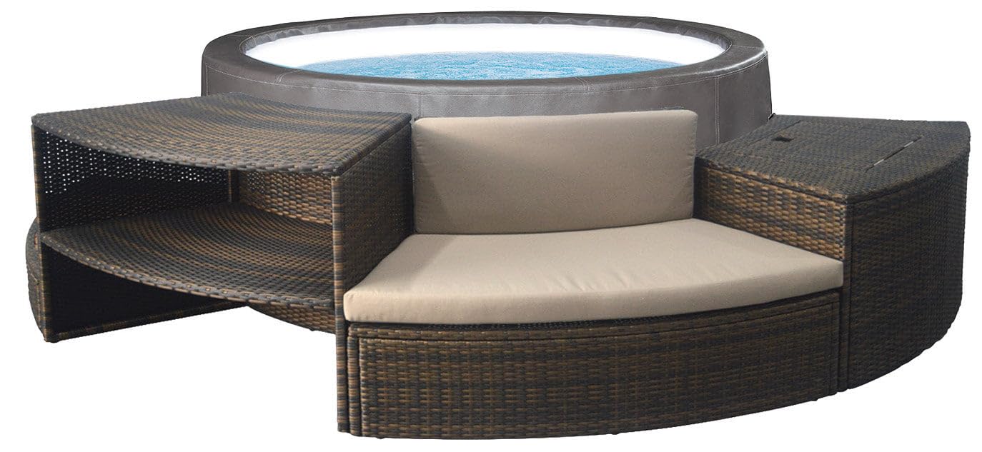 Vasca Idromassaggio da Esterno Semirigida Riscaldata 4+2 Posti con Mobili Ø184x73 cm NetSpa Vita Premium Marrone