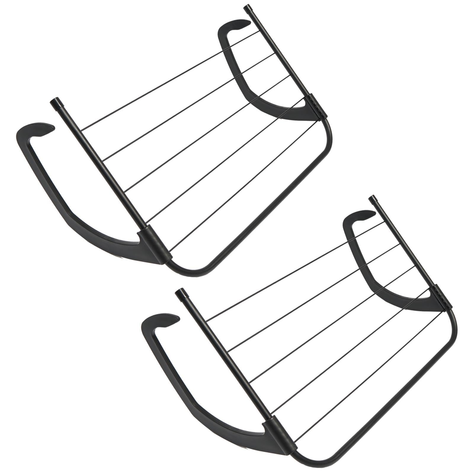 OHS Set of 2 Radiator Clothes Dryer, Drying Rack for Clothes Socks Underwear Foldable Indoor Over Radiator Laundry Dryer Racks with Adjustable Arms Hanging Airers 3m, Black
