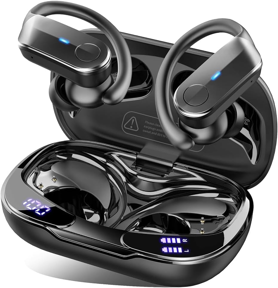 Kopfhörer Kabellos Bluetooth 5.4, 70H In Ear Bluetooth Sportkopfhörer IP8 | 4 ENC-Mics für Klare Anrufe, 6D HiFi-Stereo mit Tiefer Bass, USB C, Dual LED-Anzeige, Ohrhörer für Laufen Arbeit, Android/iOS