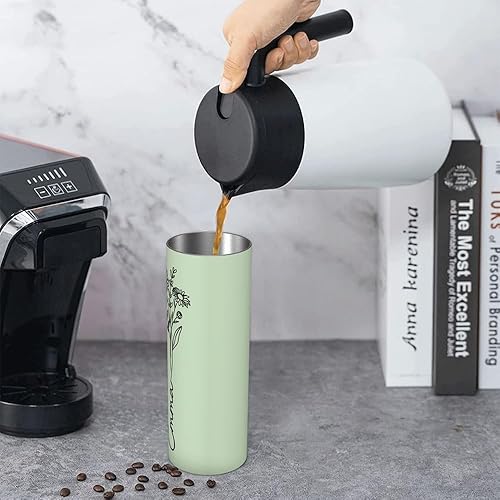 Miniatura 6 de Vaso personalizado con nombre, regalo para ella, vaso delgado de 20 onzas, vaso de acero inoxidable con nombre floral de nacimiento personalizado,