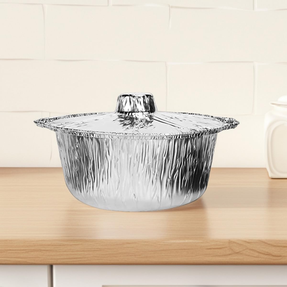NUOBESTY Lot de 8 Casseroles en Aluminium Argentées avec Couvercles, Capacité 2000 ML, Cuisson Polyvalente Rapide et Homogène, Cuisine en Plein Air et Vacances