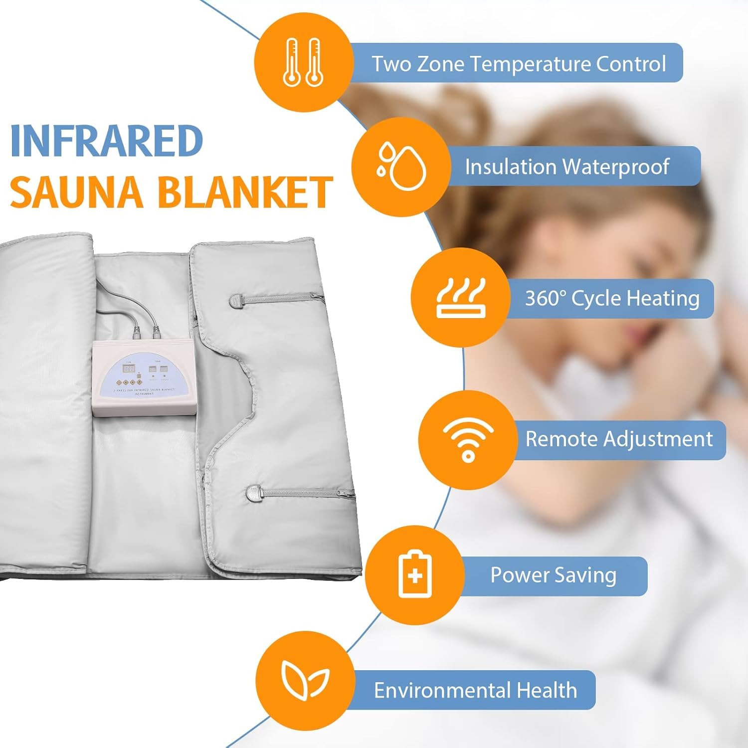 Sunowl Manta Sauna Infrarrojos, 2 Zone Far Infrared Sauna Blanket 220V, Sauna Portatil Home SPA para Modelar el Cuerpo Desintoxicación Fitness Belleza Fisioterapia