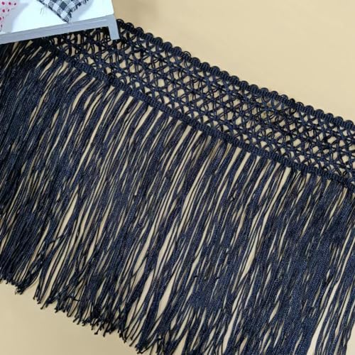 Cinta de flecos negros con trenzado resistente de 22 cm de ancho 3