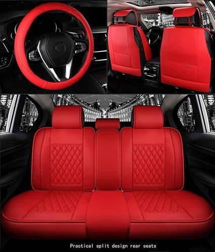 Miniatura 3 de Saienno ZFL01 Fundas de asiento de automóvil de cuero de lujo para asientos delanteros y traseros, compatible con sedán y SUV, juego completo de 5
