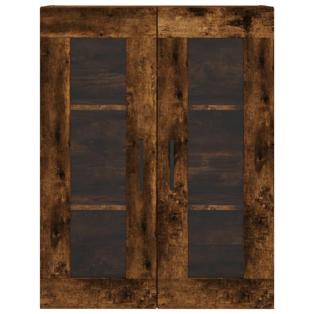 Homgoday Aparador Alto, Vitrina de Cristal, Vitrina Salón, Mueble de Salón, Aparador Comedor, Aparador Cocina, Estantería Oficina Madera contrachapada Roble Ahumado 69,5x34x180 cm