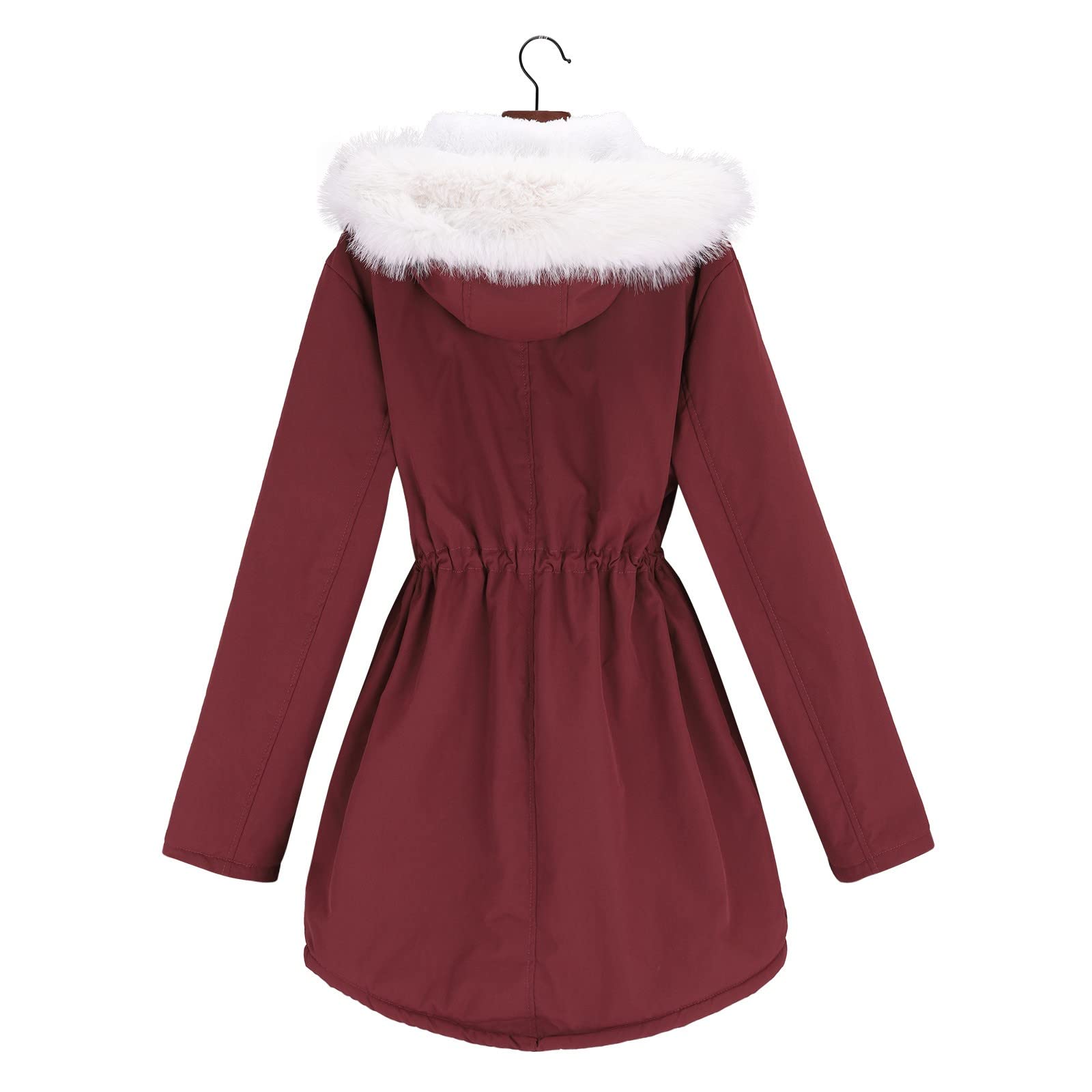 Generisch 2026 Abrigo de invierno de forro polar para mujer con capucha de piel sintética engrosada cálida y moderna, talla grande (XXXXL)