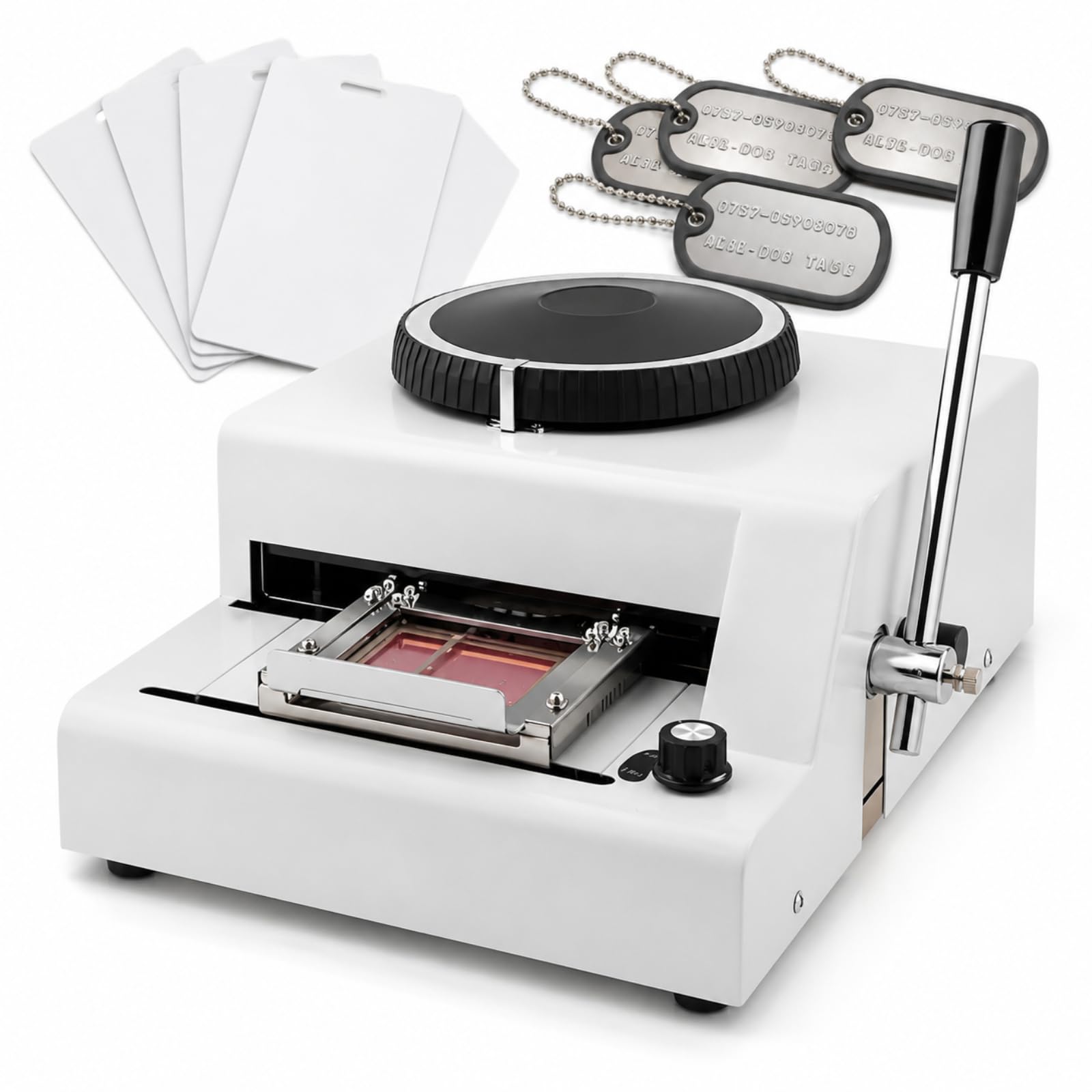 Vhewq Dog Tag Coding Embosser Machine, Stainless Steel Stamping Code Dog Tag Coder, 72 Coded Characters, 1/7 & 1/10 In Spacing, Adjustable Depth, Stamping Code Machine For Pvc Custom Card