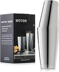 WOTOR Conjunto de coqueteleira Boston de aço inoxidável, 510 g e 800 ml, batedeira de metal para barman, ferramentas profissionais de bar para barman (prata)