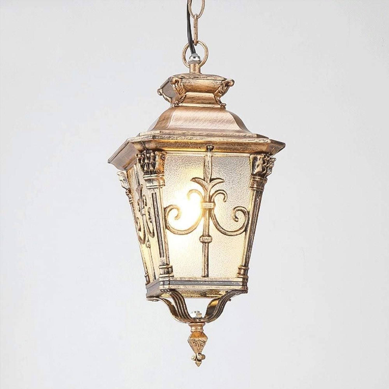 Lampade a sospensione for esterni impermeabili IP55 Lampadario a lanterna vintage for in alluminio Lampada da giardino rurale europea regolabile(18 * 37CM)