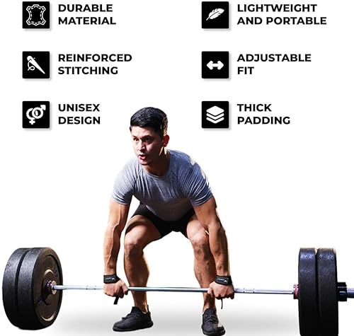 Miniatura 3 de Lifting Straps for Weightlifting, Bodybuilding, Powerlifting, Strength Training, & Deadlifts - Padded Neoprene 21 inch Cotton Lifting Wrist Straps,