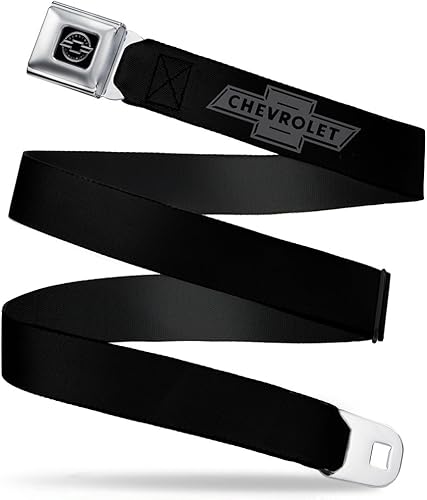 Buckle-Down Seatbelt Belt - Vintage CHEVROLET Bowtie BlackCharcoal (1934 logo) - 1.0" Wide - 20-36 Inches in Length