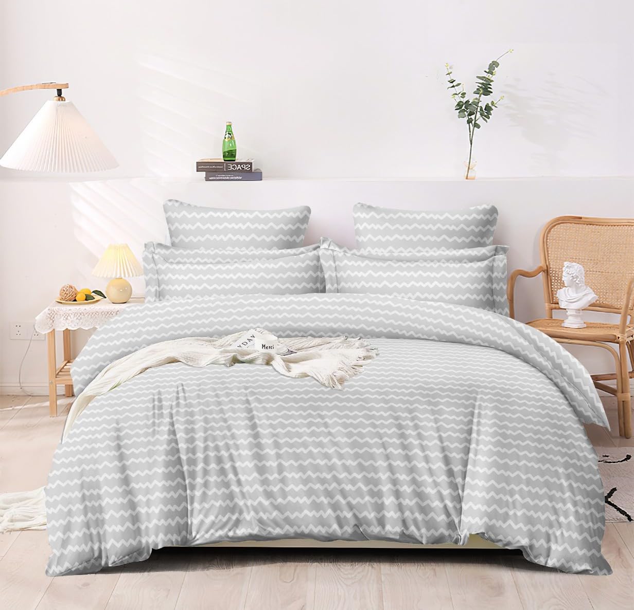 DECOMIZER AquaDamasFlower Bed Sheet Set - Soft Cotton -3 DECOMIZER AquaDamasFlower Bed Sheet Set - Soft Cotton -3