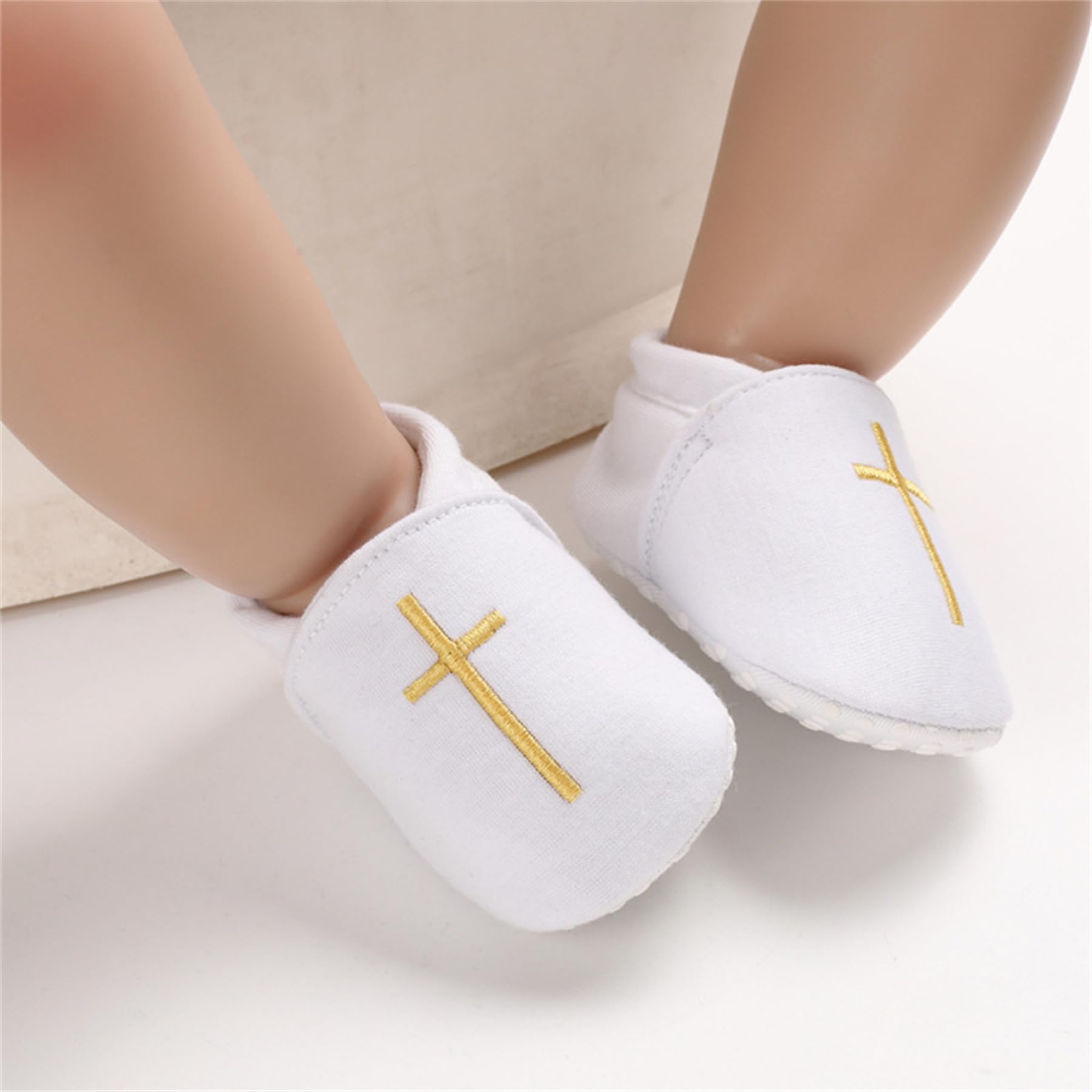 Baby Taufe Schuhe und Socken, Jungen Mädchen Baby Kleinkind, weiche Sohle weiße Taufe Sneaker Socken, 3 Stück