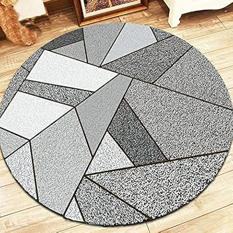 CMX-BOX Gray Geometry Pattern Round Area Rugs Cover
