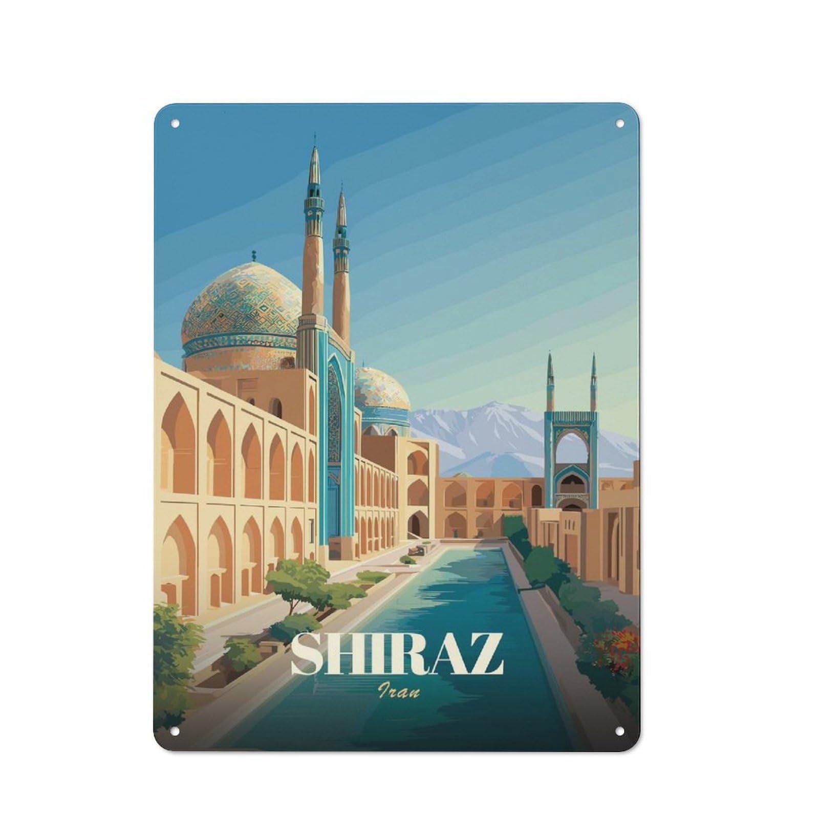 Junmoney Style-20 40X30cm Retro Tin Sign With Shiraz Iran Travel For Living Room Wall, Housewarming Present For People Styling Living Room