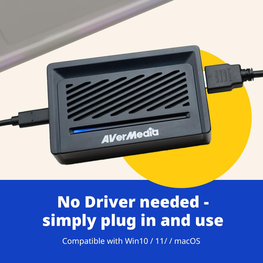 AVerMedia Scheda di acquisizione Streamer ULTRA 4K (GC531) - RGB24 non compresso, registrazione 4K30 e passthrough HDR/VRR 4K60, scatola di acquisizione video USB 3.1 Type-C per PS5, Xbox Series X/S