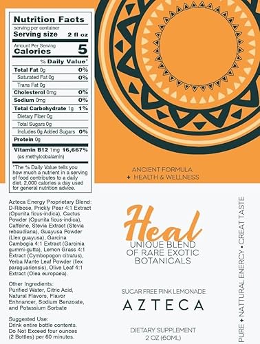 Miniatura 6 de AZTECA BOTANICALS Organic Energy Shot, inyección de resistencia orgánica de apoyo energético con refuerzo de vitamina B12, suplementos energéticos