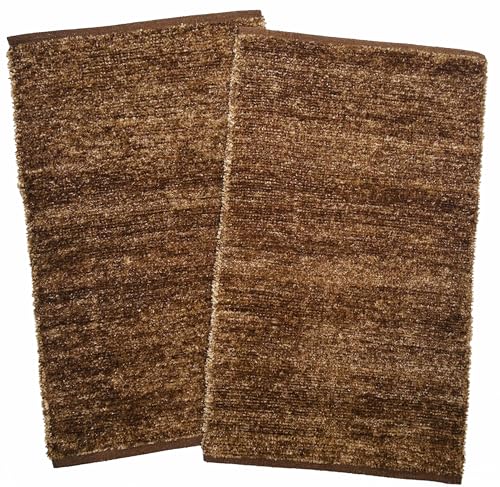 Image of House2Home Feather Cotton Blend Door Mat | 2Pc. Combo | 50x80cm | Side Binding - Available in 8 Colors (Camel)