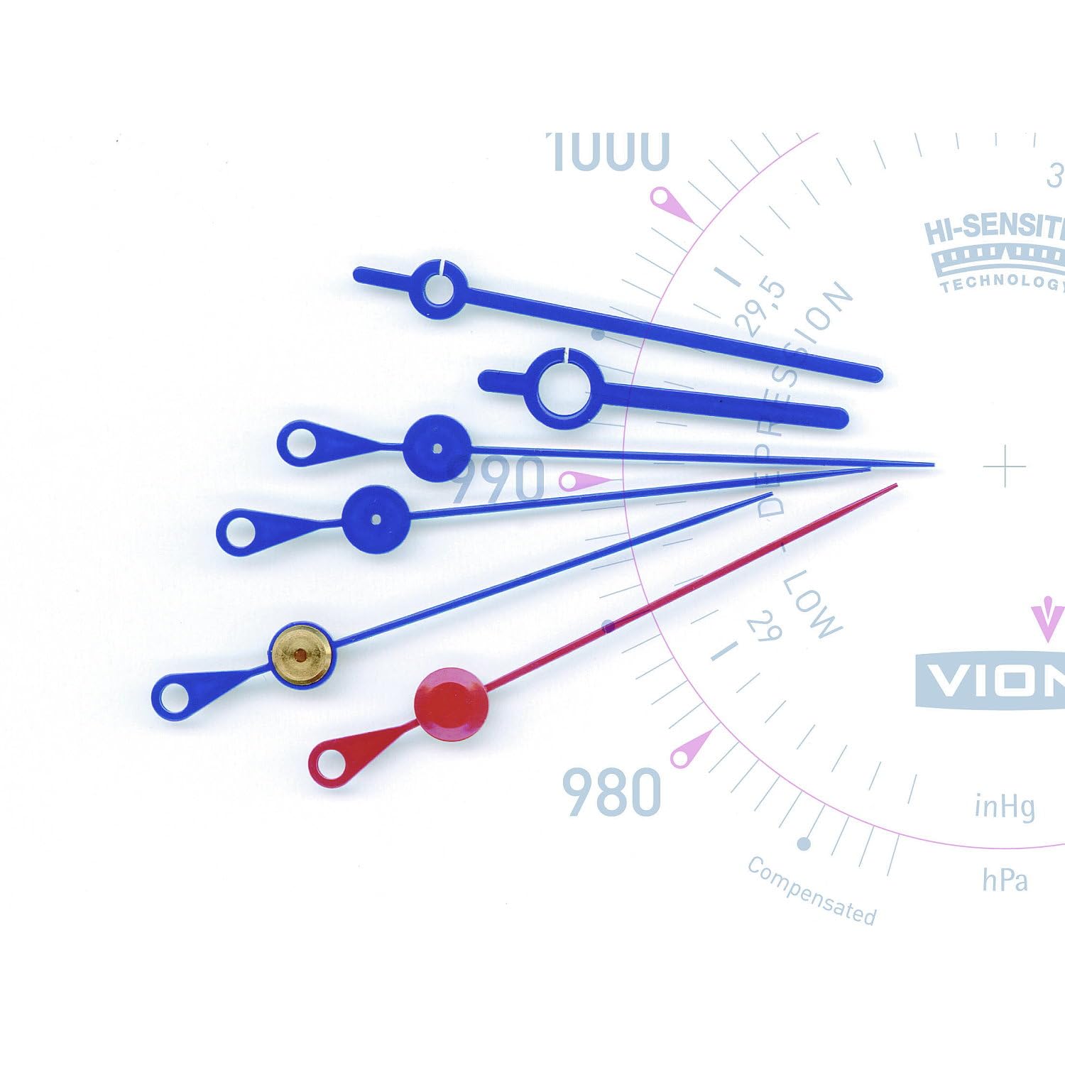 DELITE Barometer Vion HI-SENSITIV, Edelstahl poliert, weisses Zifferblatt, Durchmesser 129 mm, Tiefe 40 mm, 3 Jahre Garantie, hergestellt in Dänemark