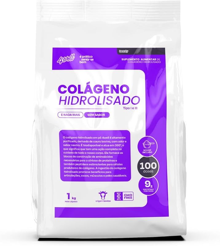 Colágeno Hidrolisado em Pó 4well 1kg Tipo I e III