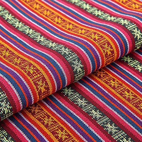 moonfarm 選べる10種 民族 調 柄 生地 綿 麻 手芸用 布 約1m 幅150cm 裁断済み (ストライプF)
