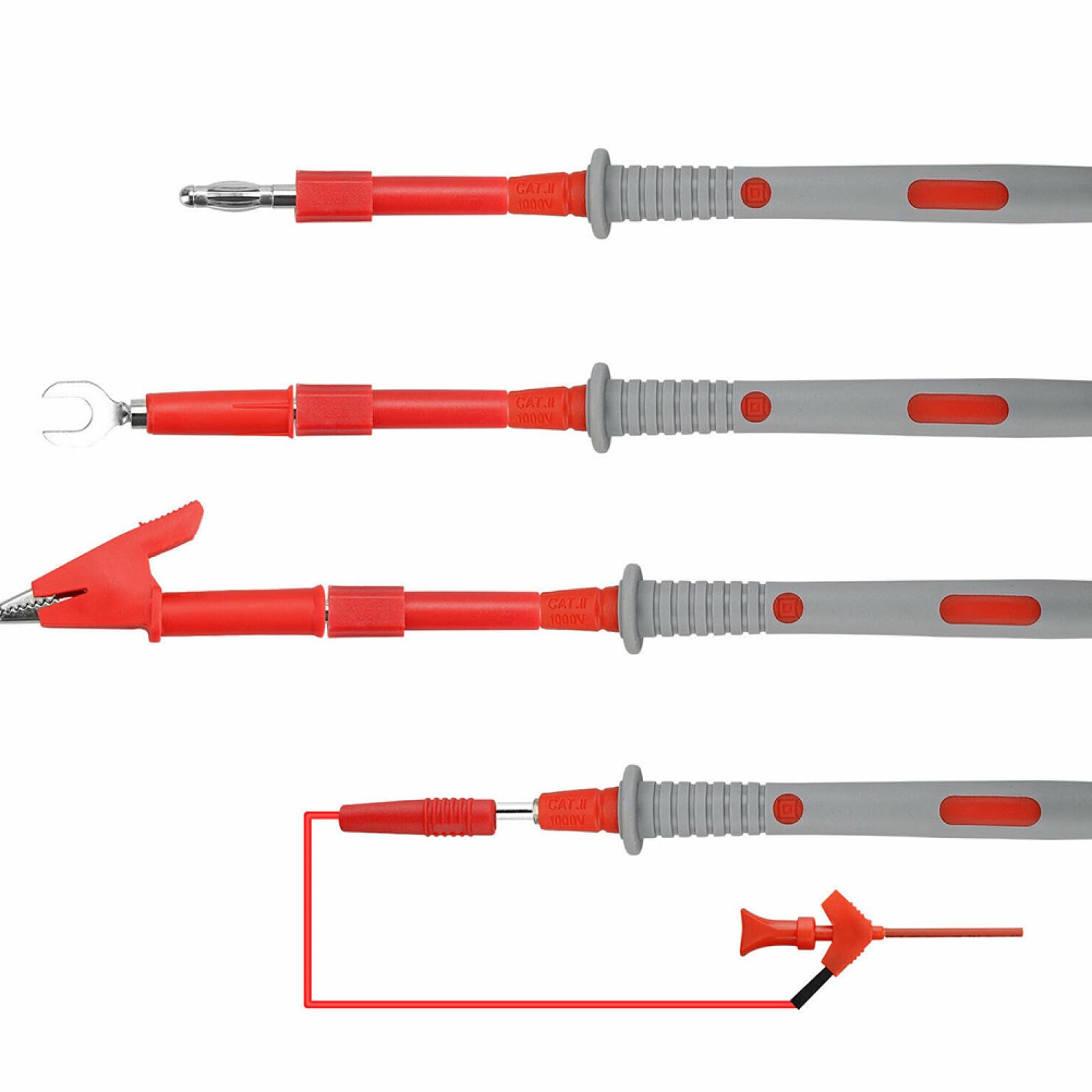 Kit Puntali Multimetro con Cavi a Molla per Strumenti di Misura Elettrica Sonda Test Plug per Test Isolamento e Circuiti