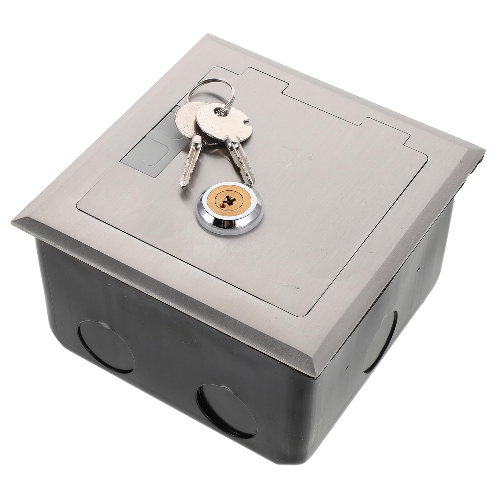 Caja de Suelo Empotrada de Acero Inoxidable 86 Tipo con Cerradura Tamaño 12X12 CM Altura 65 CM Tapa Protectora Ultrafina para Enchufe Individual Adecuado para Bancos y