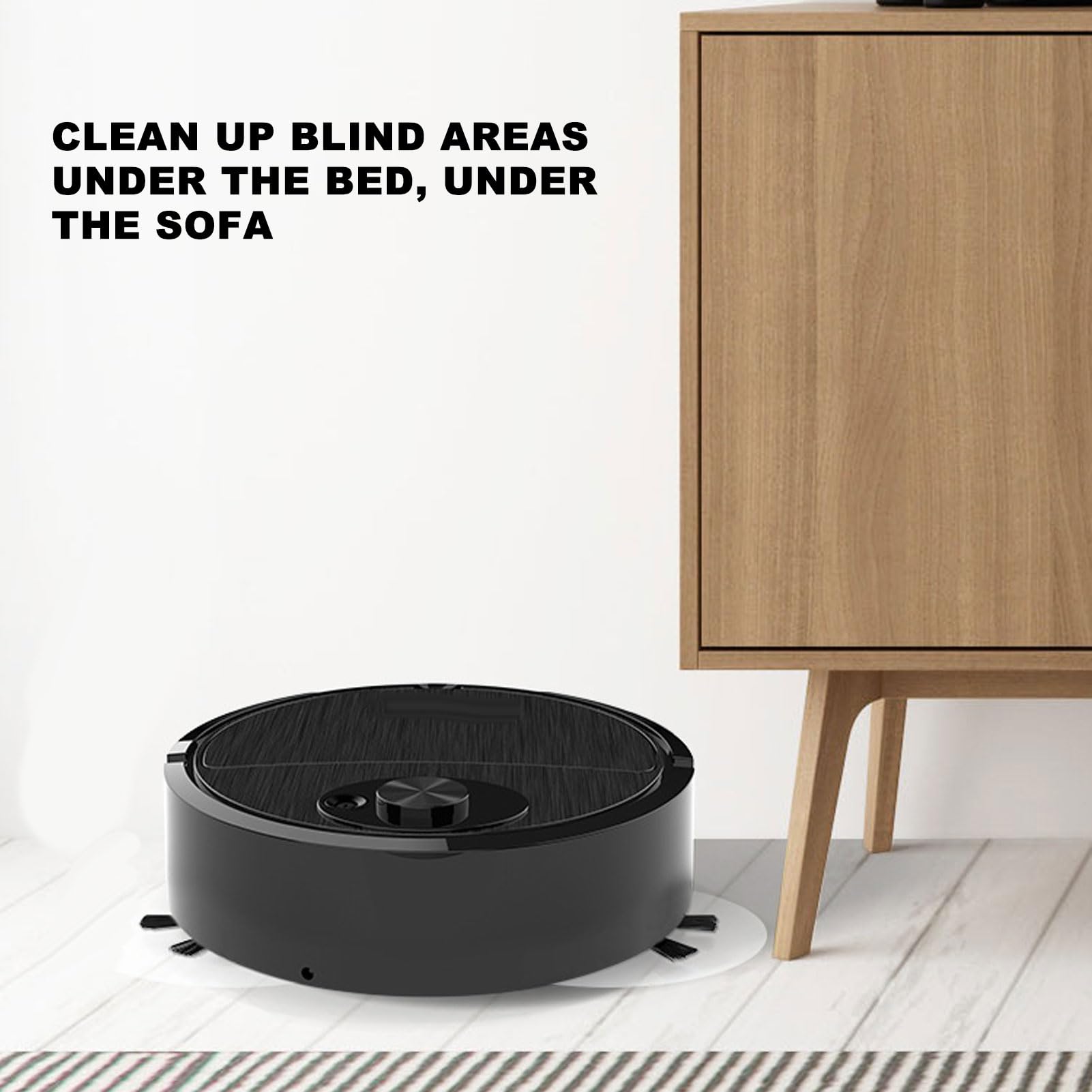 Robot Vacuum Cleaner Balck Smart Sweeping Robot 3 in 1 Strong Suction Swivel Wheel Mini Mopping Vacuum for Hard Floor