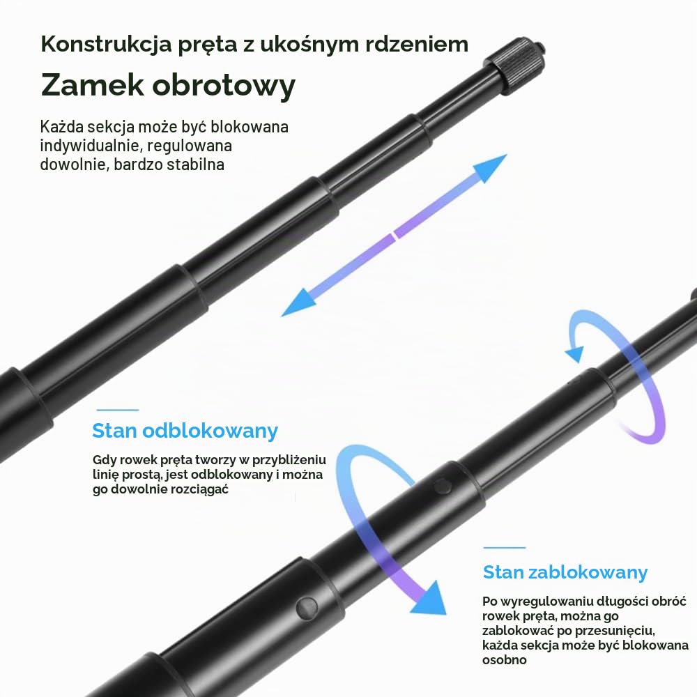 Andoer Niewidoczny kijek do selfie, uchwyt na kamerę rowerową, regulowany uchwyt na kierownicę motocykla uchwyt na kierownicę 27,9 cm-113,5 cm ze śrubą 1/4 cala do INSTA360 X2/X3