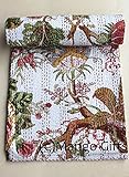 Mango Gifts überwurf für Einzelbetten, Weiß, Kantha Tagesdecke, Maße: 60 x 90 cm