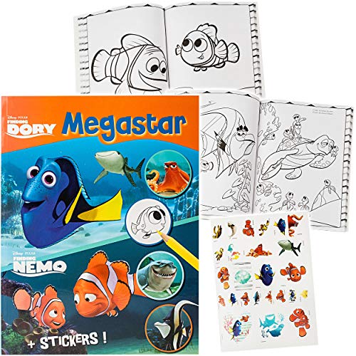 128 Seiten großes XXL Malbuch - A4 - Disney Findet Nemo - Fisch Dory - mit vielen Sticker & Aufkleber - Dickes…
